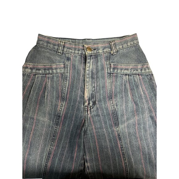 Vintage Sergio Valente Womens High-Waisted Striped Tapered Jeans Size 9 Blue Den - Picture 7 of 10